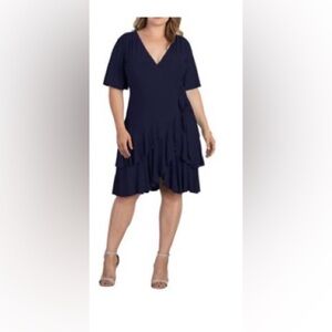 Kiyonna Wrap Navy Dress